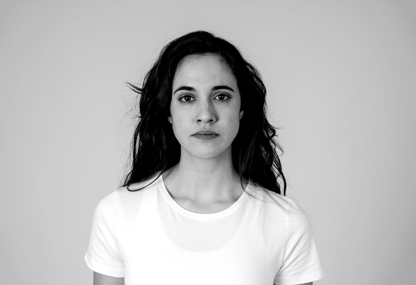 Black-and-white portrait of a woman