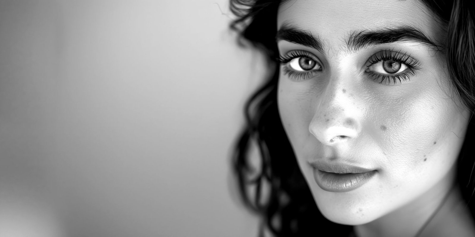 Black-and-white portrait of a woman